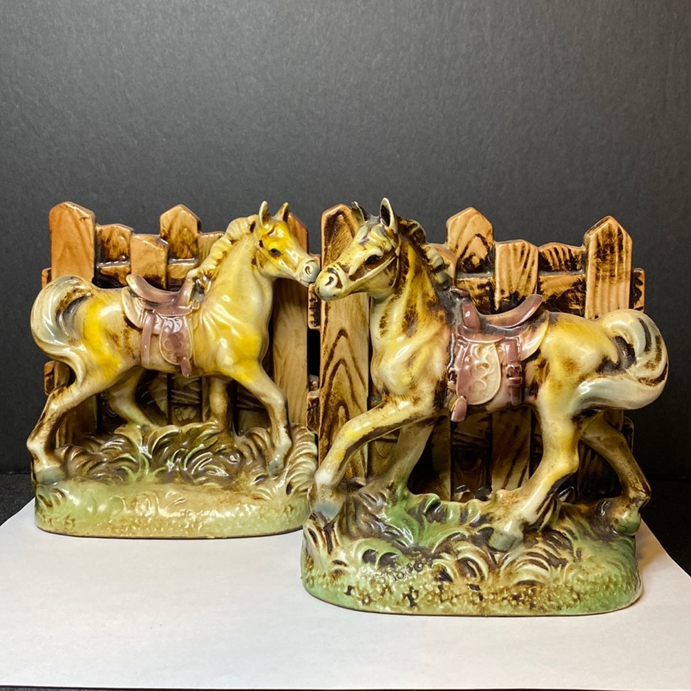 Vintage Ceramic Horse Bookends